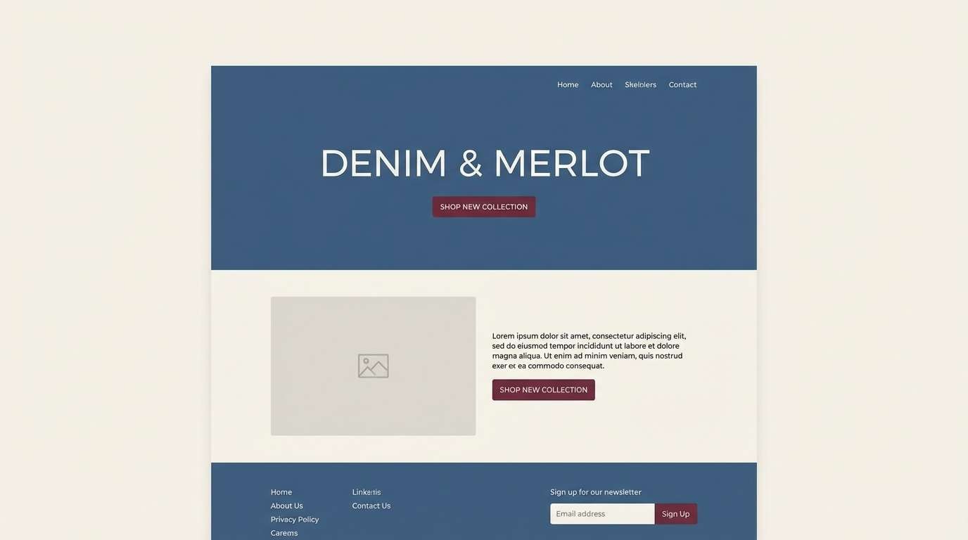 blue marron color scheme minimal landing page ui