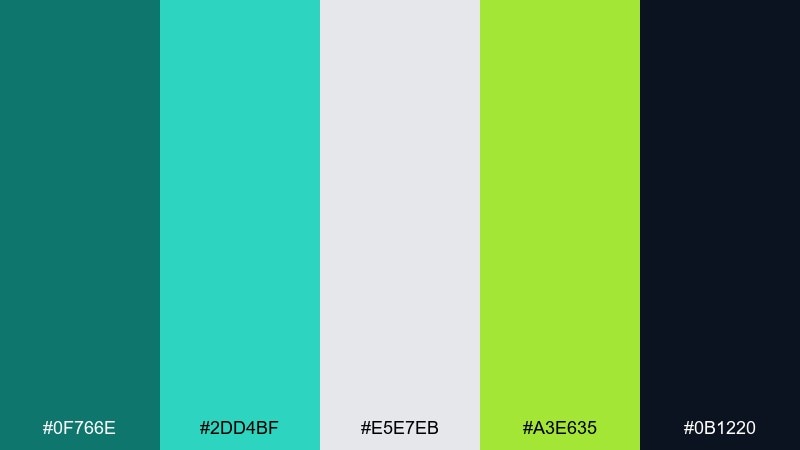 minimal lime accent teal lime green color palette with hex codes