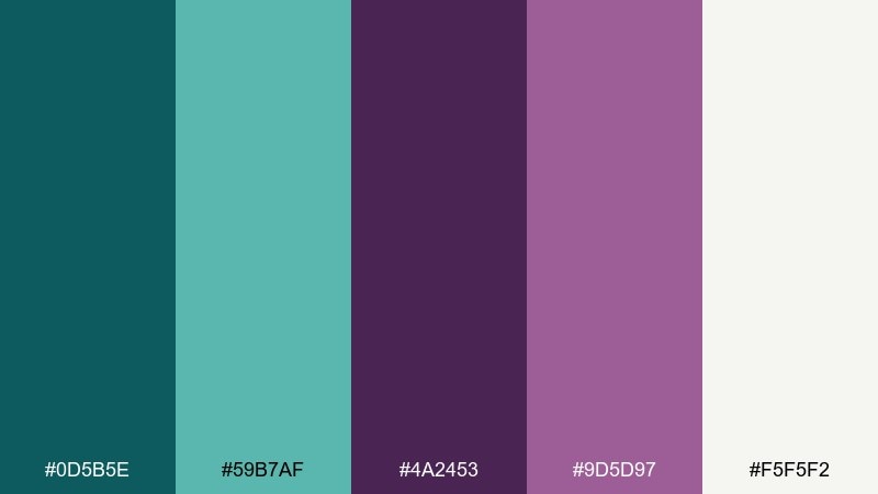 minimal luxe teal plum color palette with hex codes