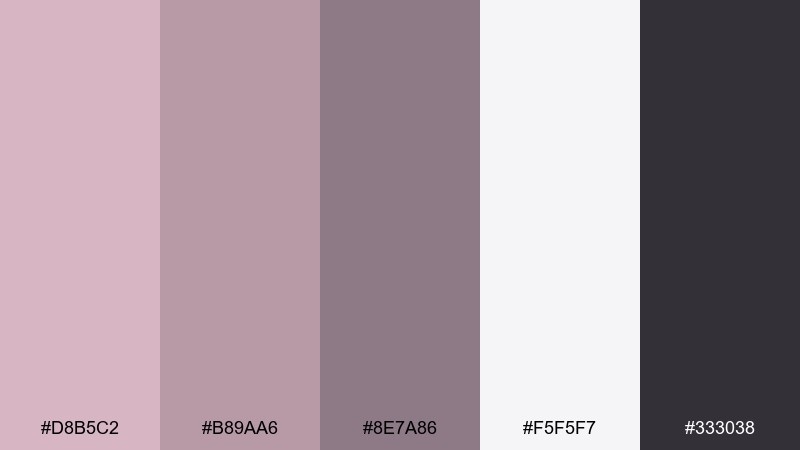 minimal mauve grey color palette with hex codes