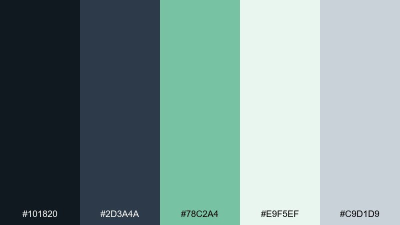 minimal mint & ink professional color palette with hex codes