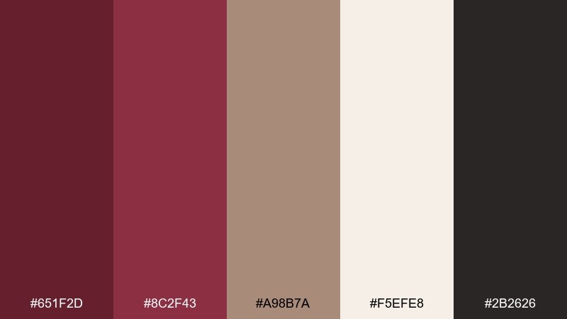 minimal mocha wine burgundy color palette with hex codes