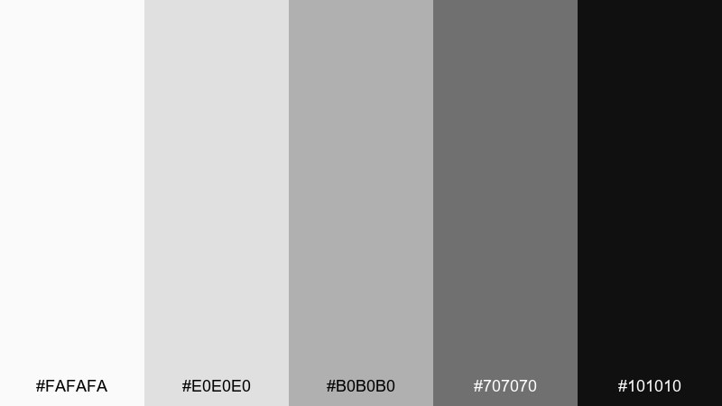 minimal mono gray color palette with hex codes