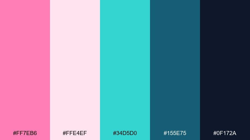 minimal pink teal ui color palette with hex codes