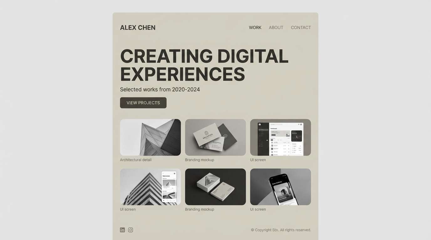 minimal portfolio homepage ui
