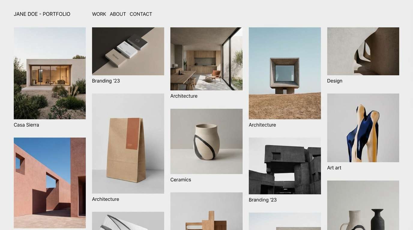 minimal portfolio web layout