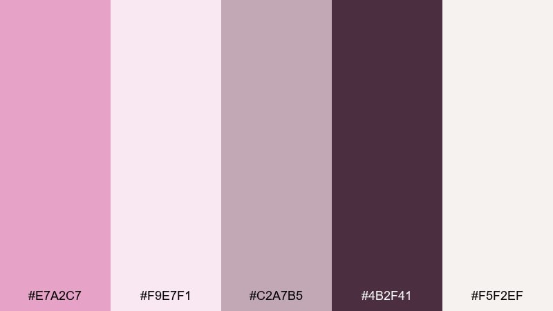 minimal product label pale magenta color palette with hex codes