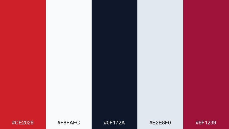 minimal punch fire engine red color palette with hex codes