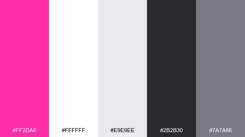 minimal punch shocking pink color palette with hex codes