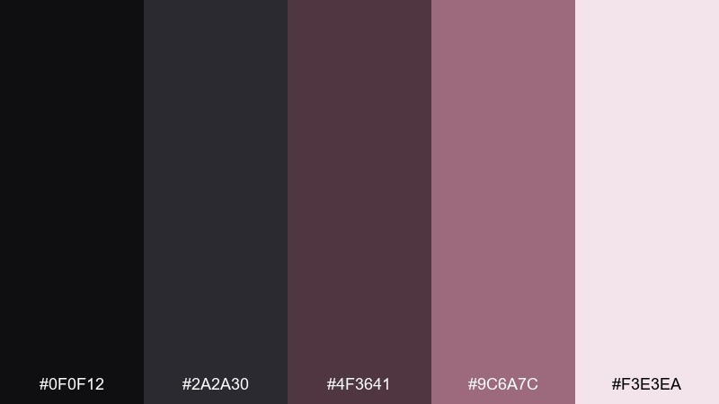 minimal rose ui black rose color palette with hex codes