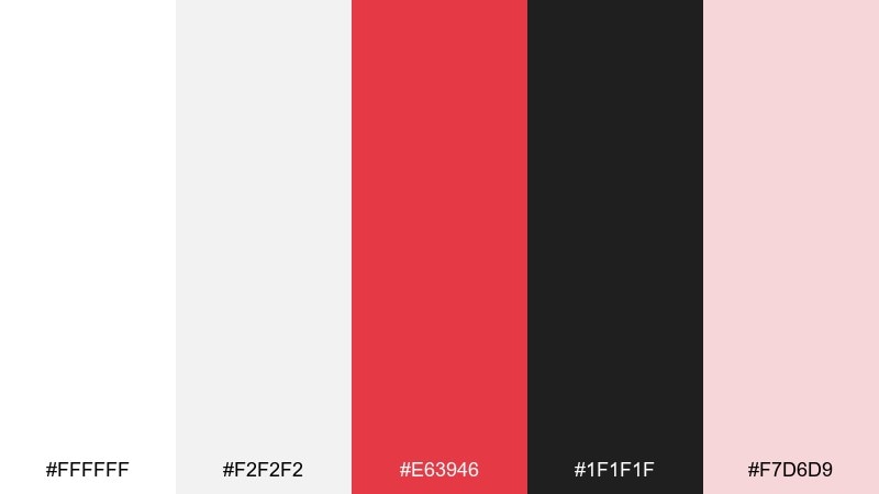minimal rouge color palette with hex codes