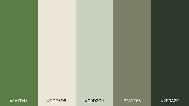 minimal sage paper fern green color palette with hex codes
