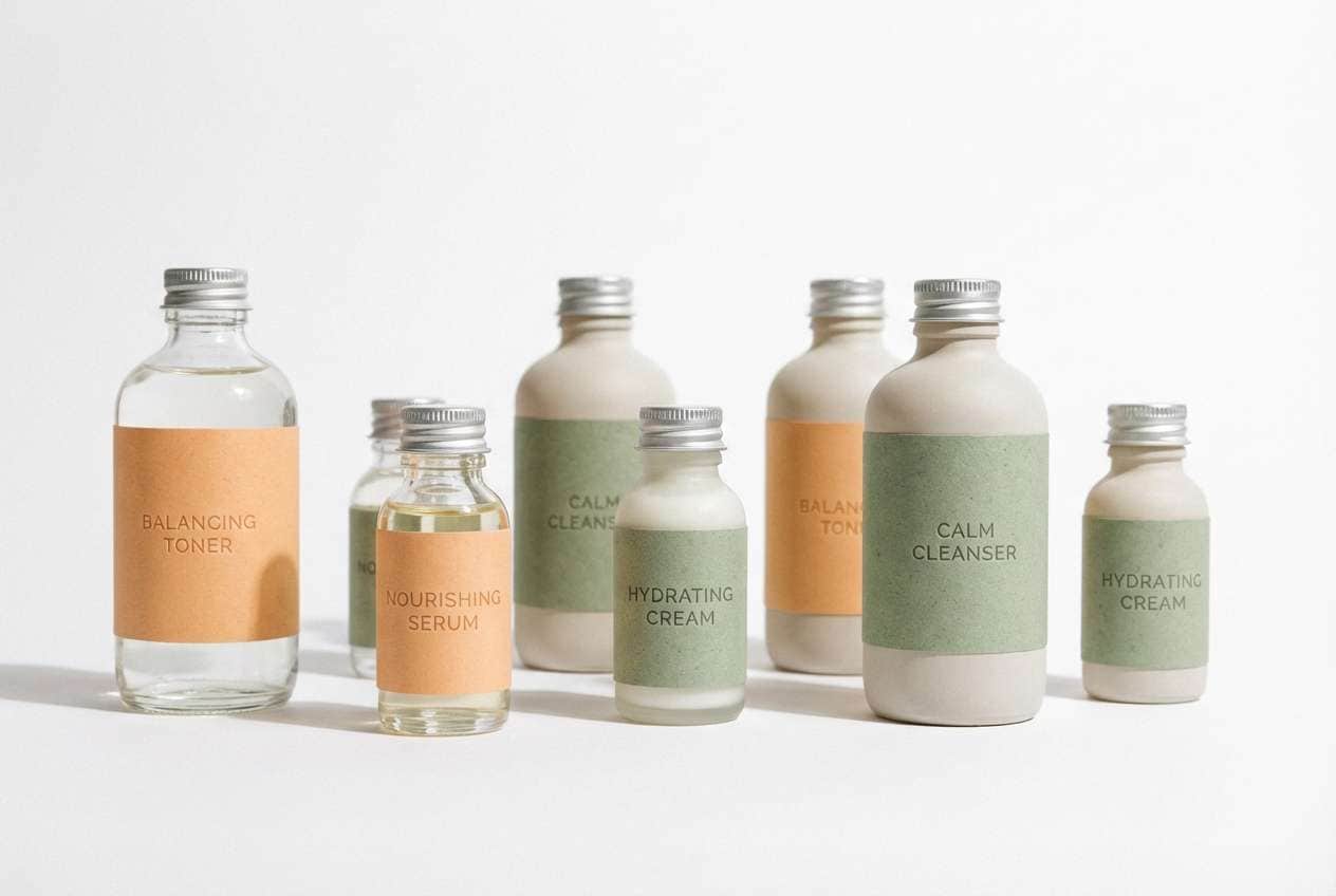 minimal skincare bottles