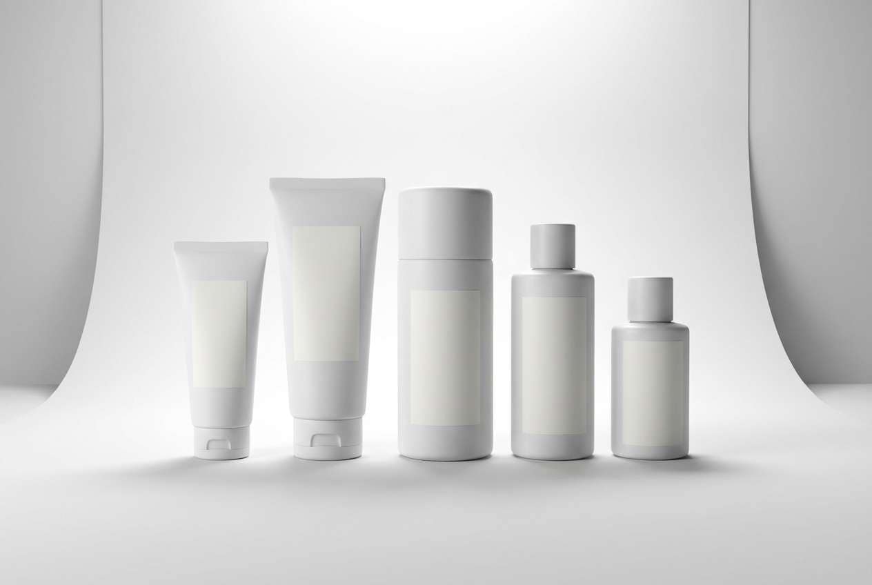 minimal skincare packaging with blush accents