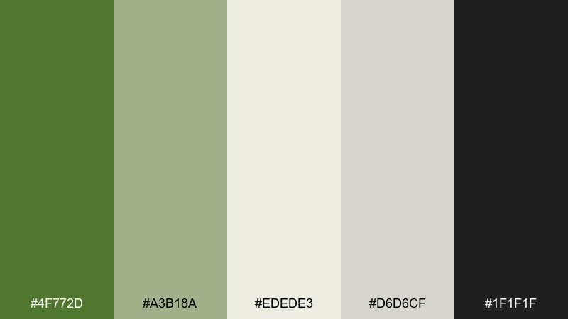 minimal stationery sap green color palette with hex codes