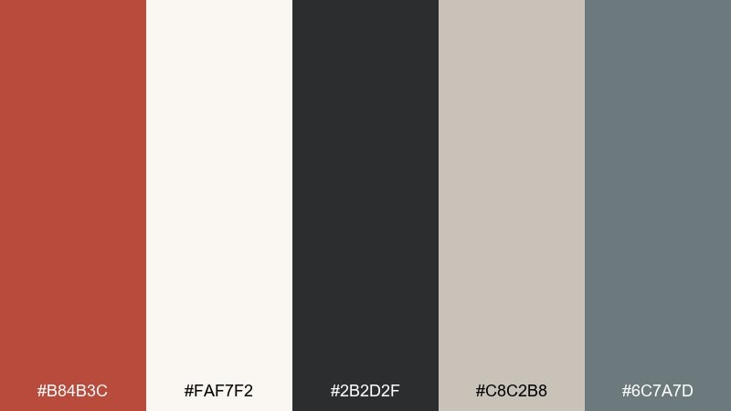 minimal studio brick red color palette with hex codes