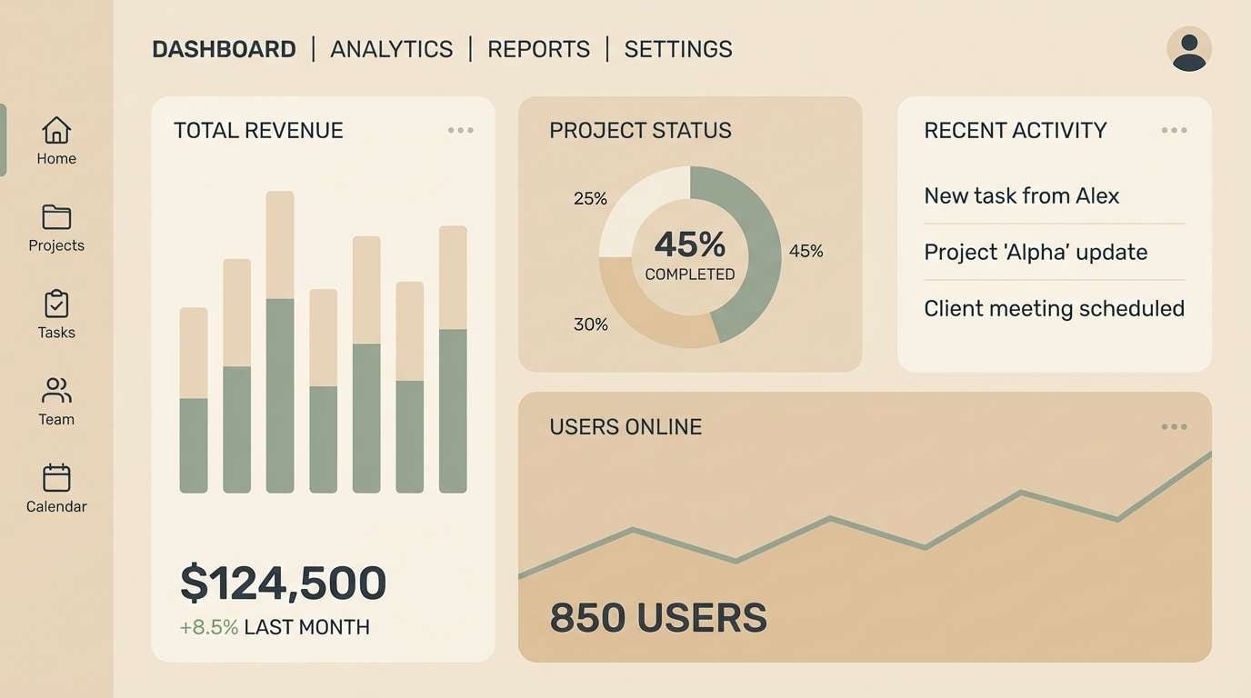 minimal dashboard in dune neutrals