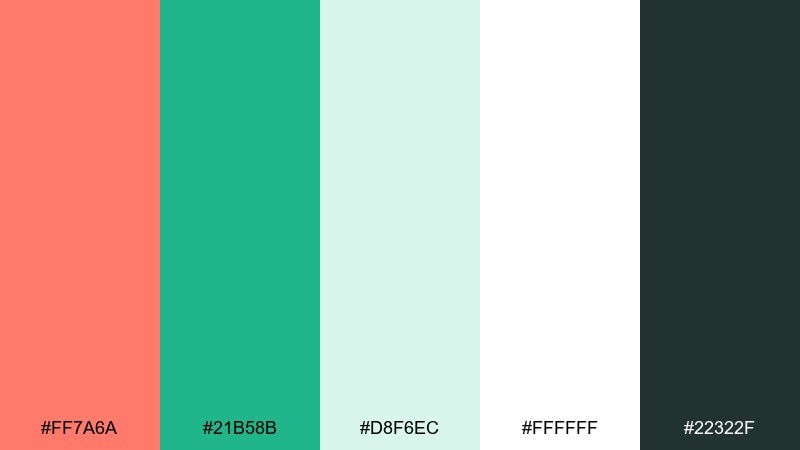 minimal ui mint coral green color palette with hex codes
