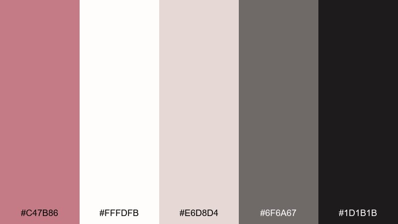 minimal warmth old rose color palette with hex codes