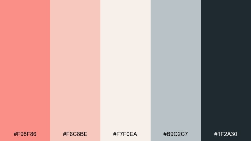 minimal warmth salmon pink color palette with hex codes