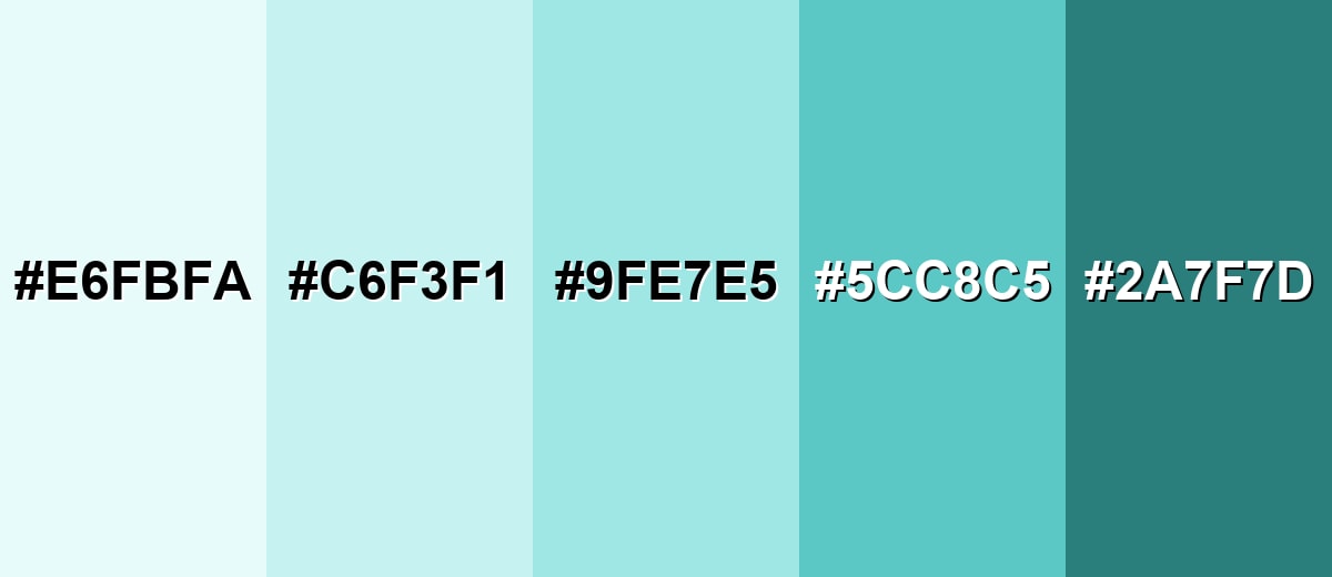 shades and variations of mint-blue