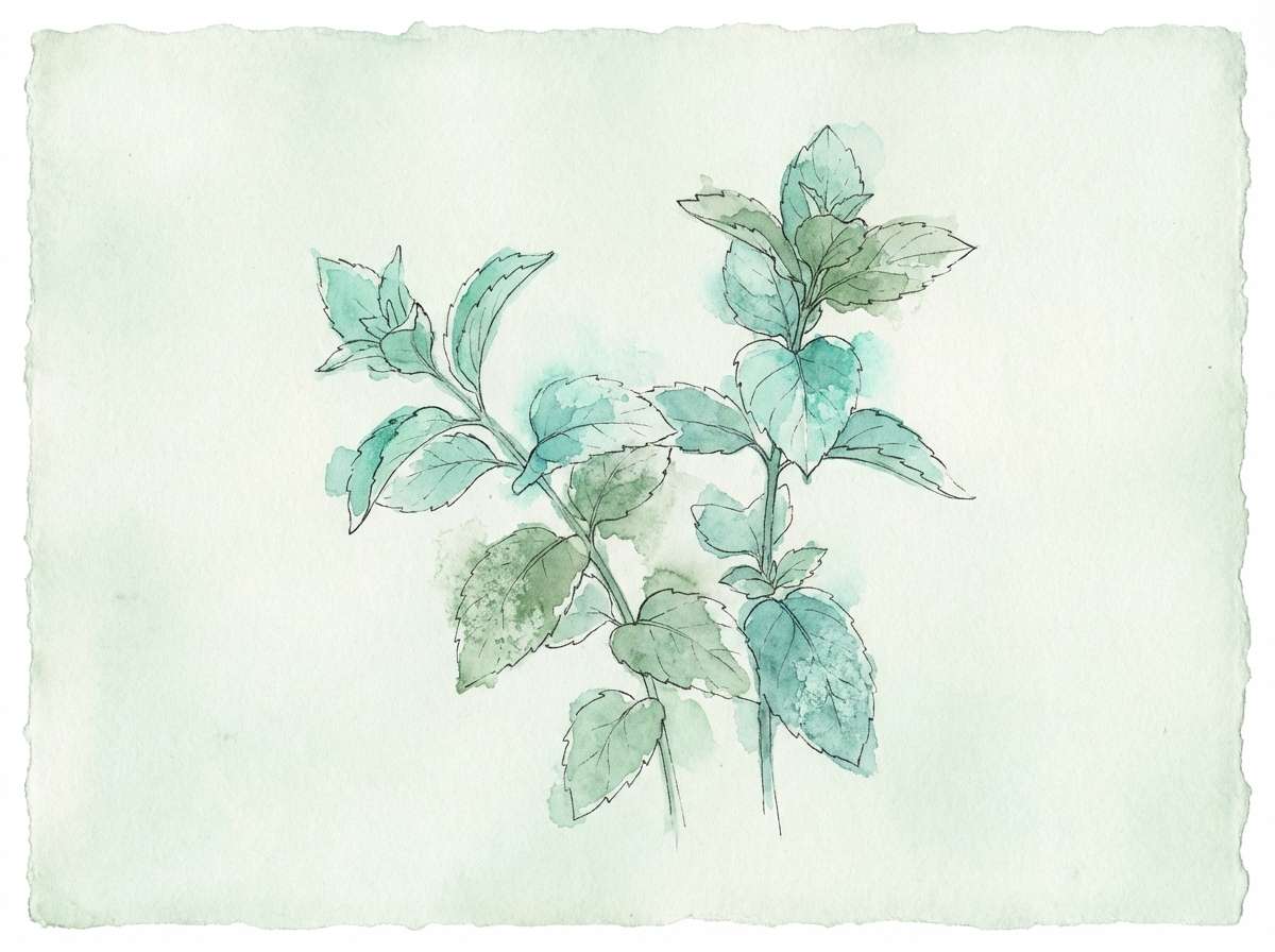 mint botanical watercolor