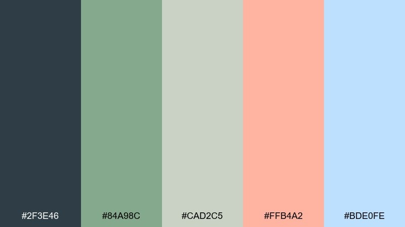 mint chocolate chip candy color palette with hex codes