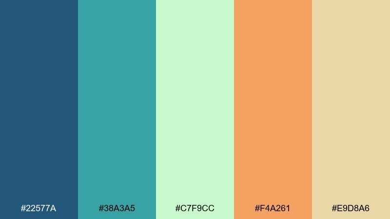 mint clay sunrise color palette with hex codes