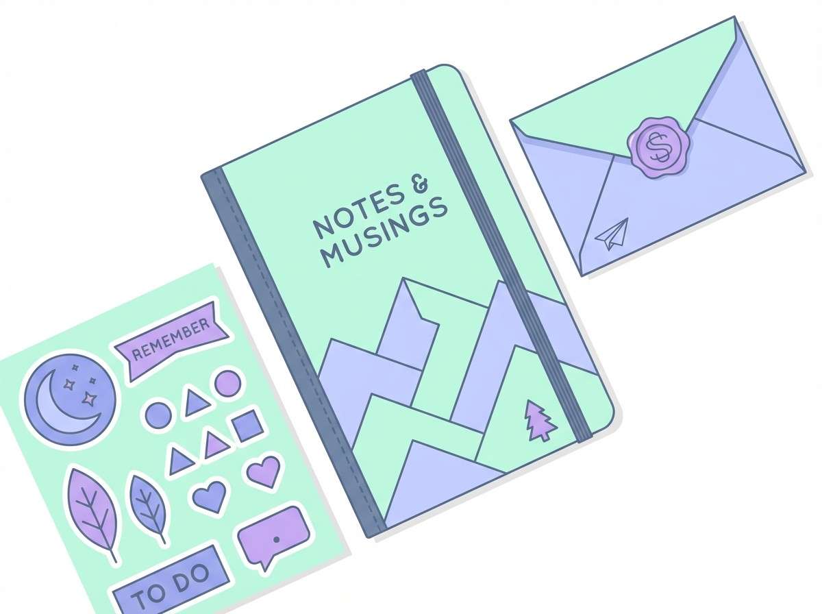 mint lilac stationery set