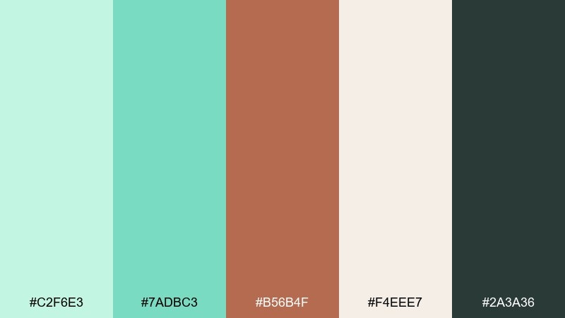 mint copper luxe mint green color palette with hex codes