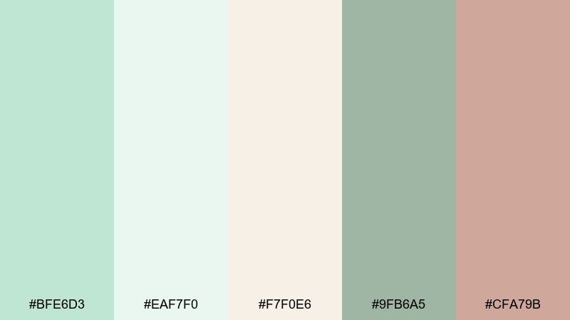 mint gelato ivory garden wedding color palette with hex codes