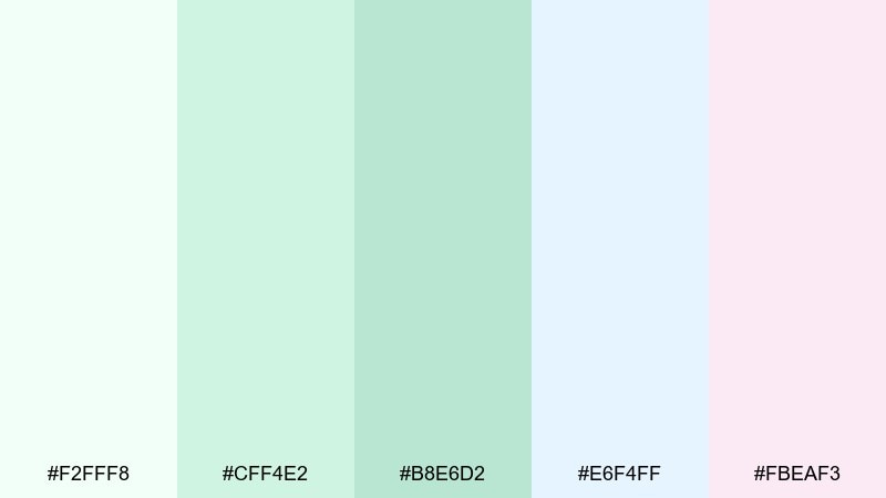 mint gelato light color palette with hex codes