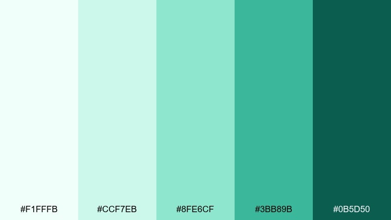 mint gelato monochromatic color palette with hex codes