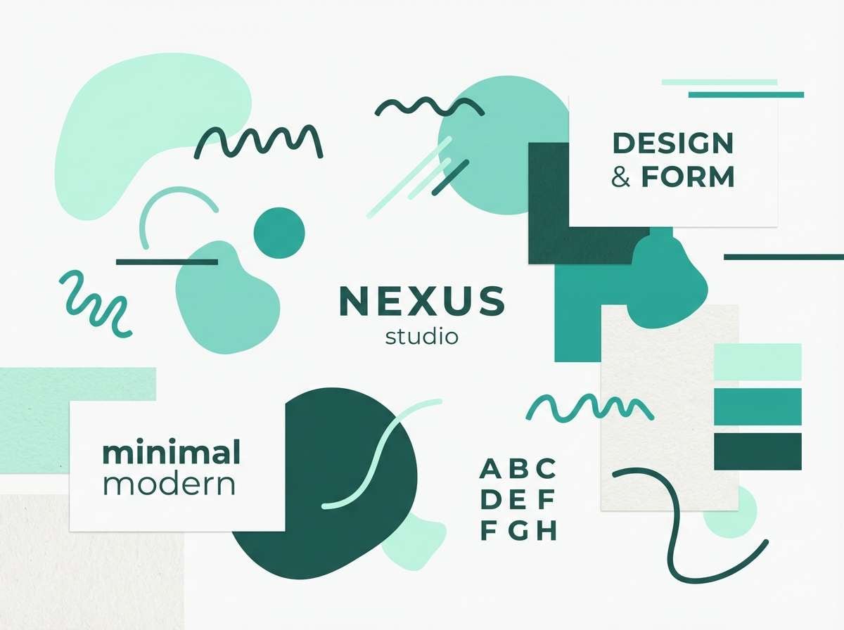 studio brand board in mint tones