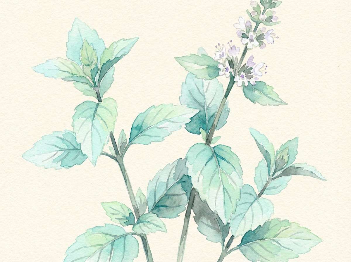 watercolor mint leaves art