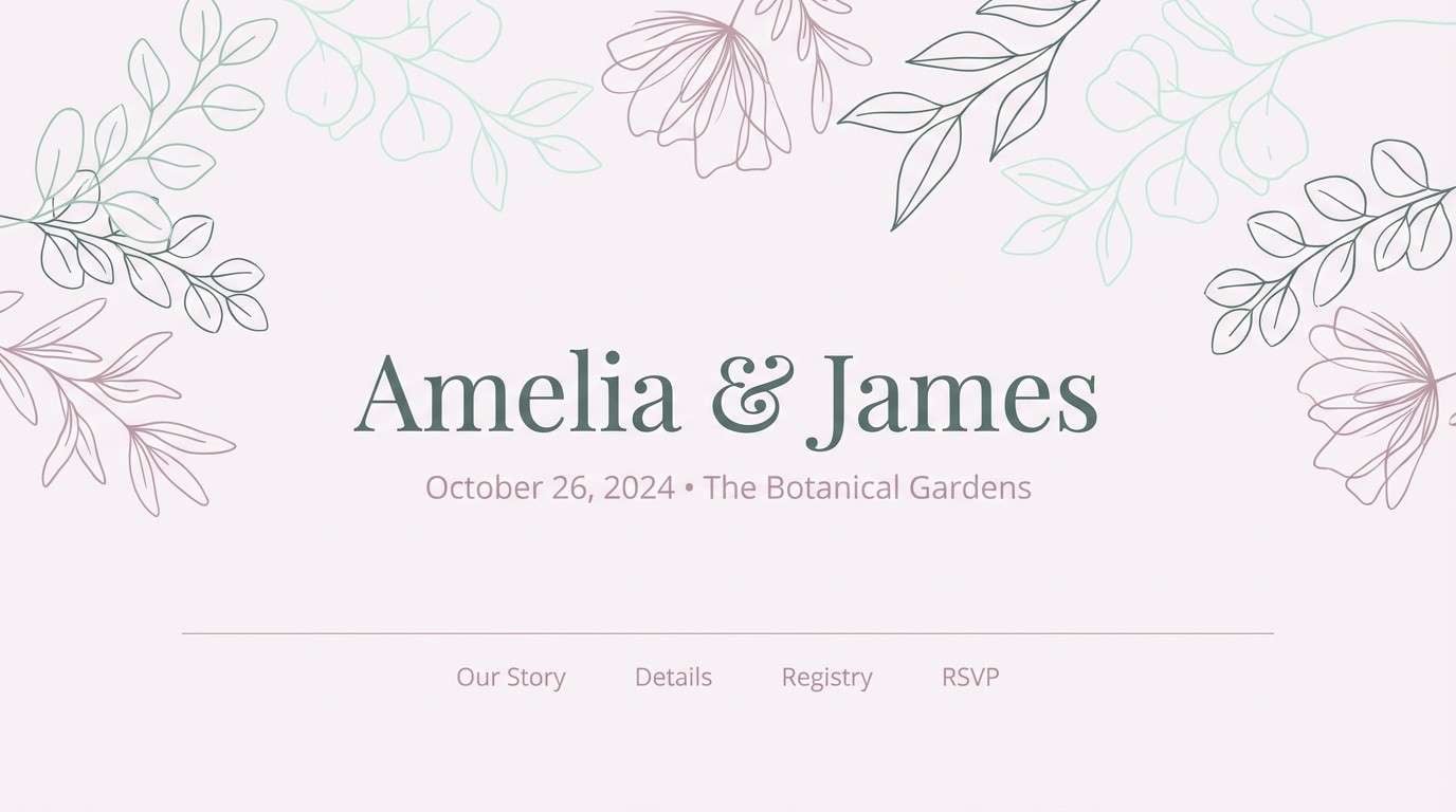 wedding website hero in mint