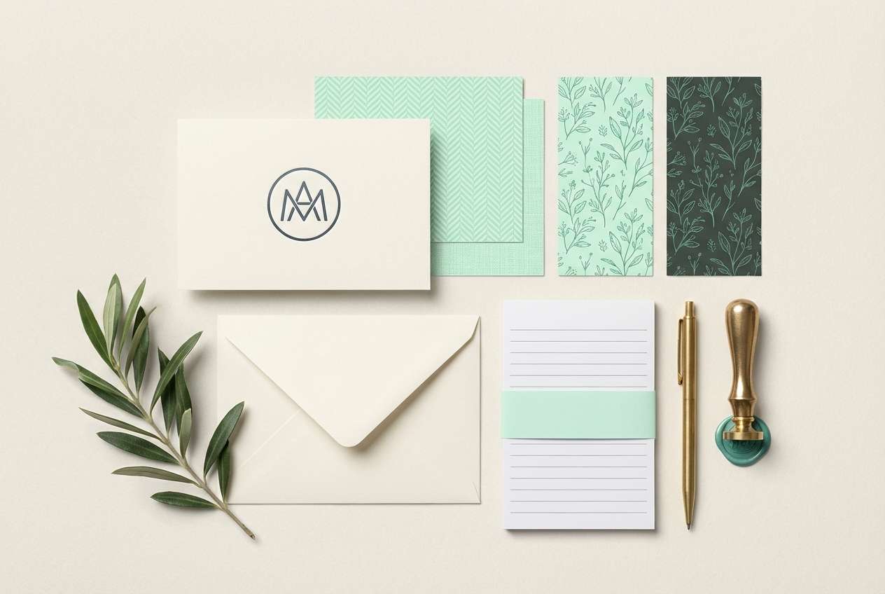 matcha stationery in soft mint