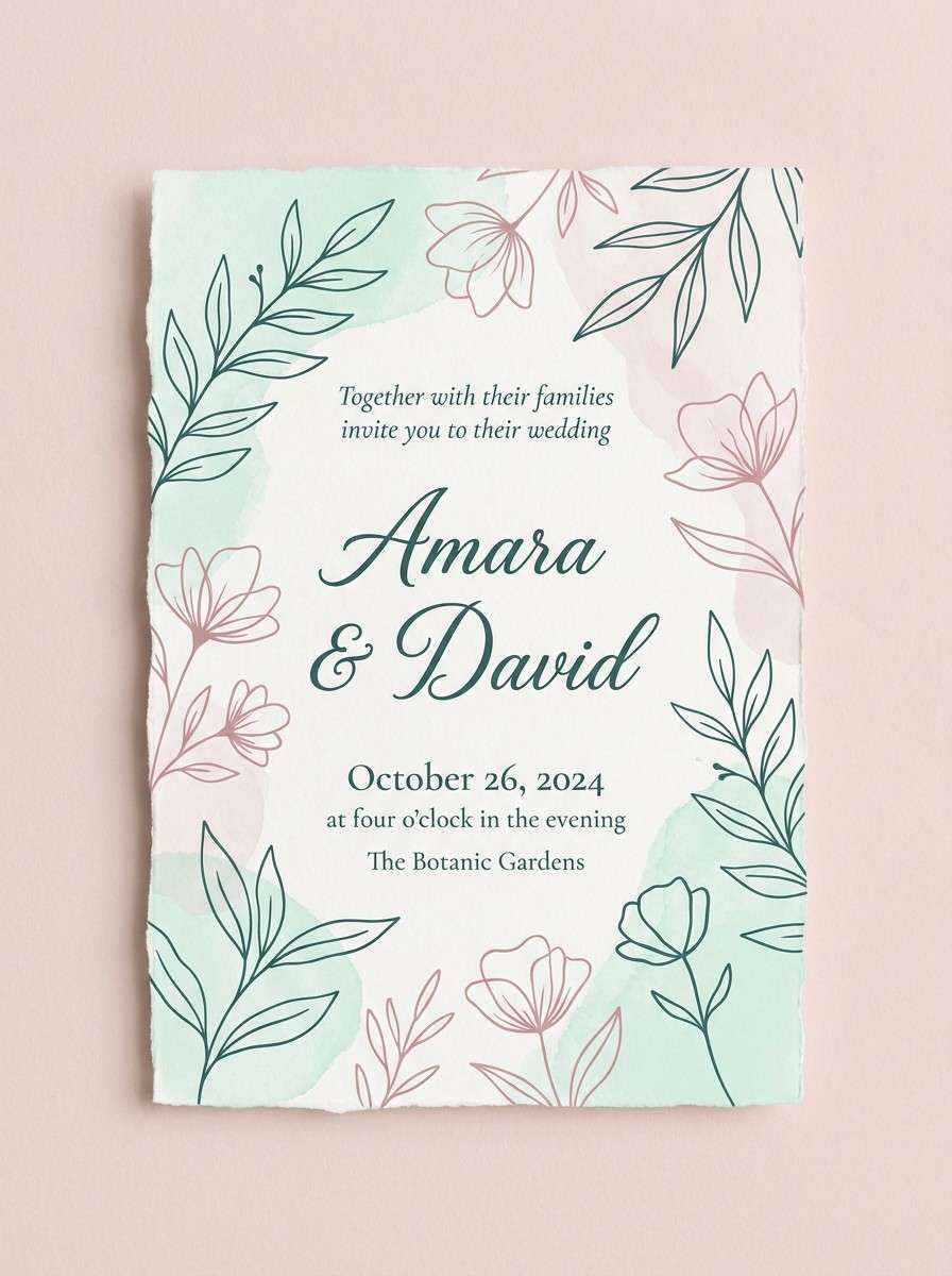 mint blush invitation layout