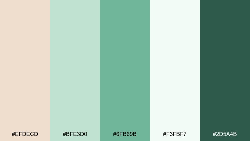 mint macaron color palette with hex codes