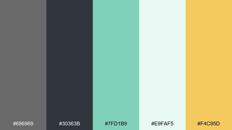 mint metro dim gray color palette with hex codes
