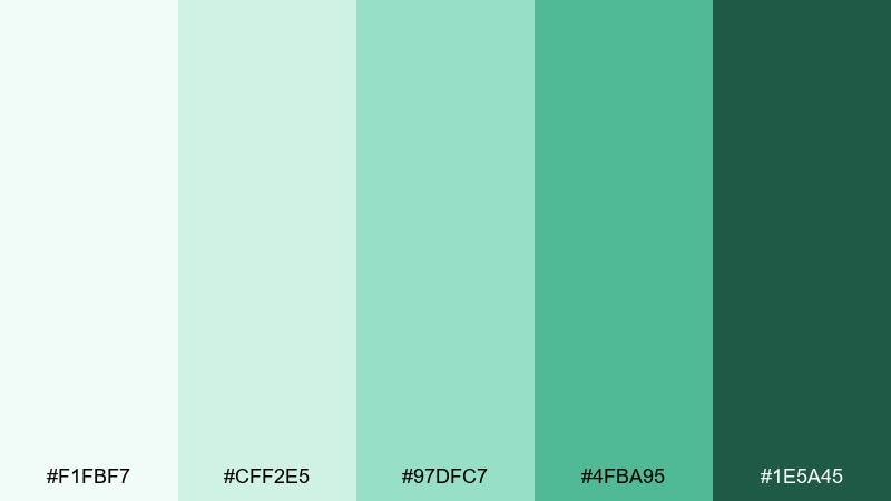 mint minimal monochrome color palette with hex codes