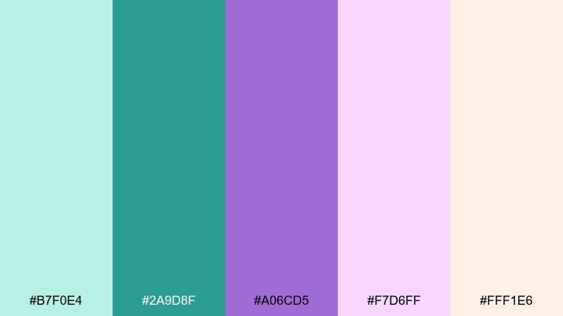mint orchid whisper color palette with hex codes