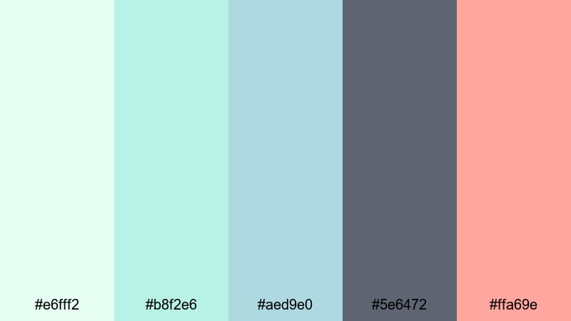 mint ribbon color palette with hex codes