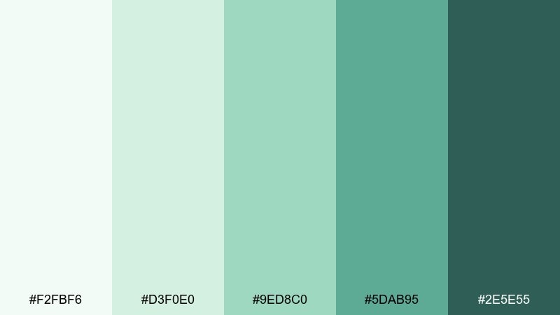 mint tea calm spa color palette with hex codes