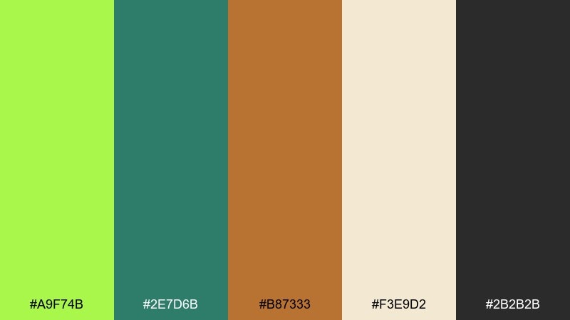 minted copper color palette with hex codes