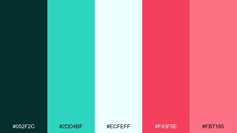 minted ember fire and ice color palette with hex codes