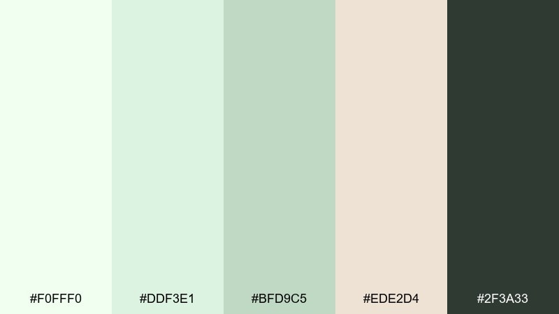 minted linen honeydew color palette with hex codes