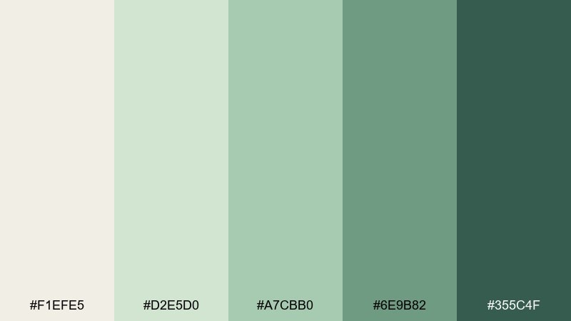 minted linen tea green color palette with hex codes