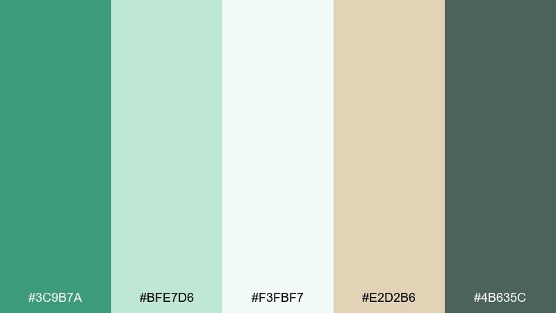 minted matcha sea green color combination with hex codes