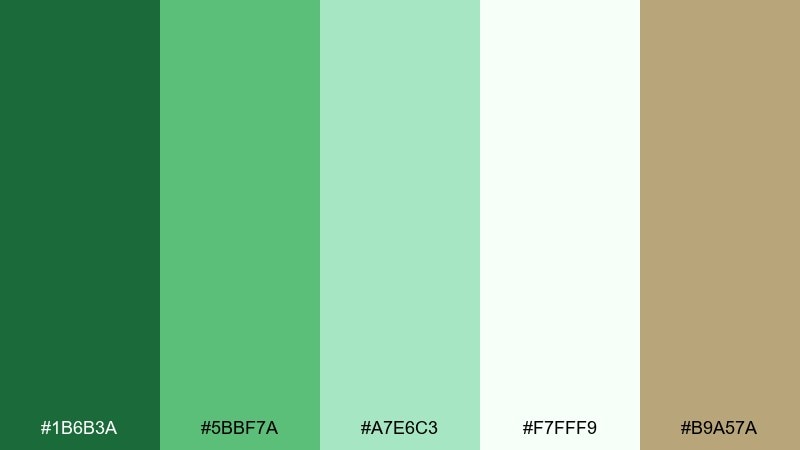 minted matcha shamrock color palette with hex codes